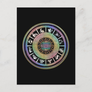 Celtic Rainbow Zodiac Mandala Briefkaart
