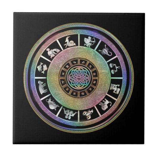 Celtic Rainbow Zodiac Mandala Tegeltje (Voorkant)