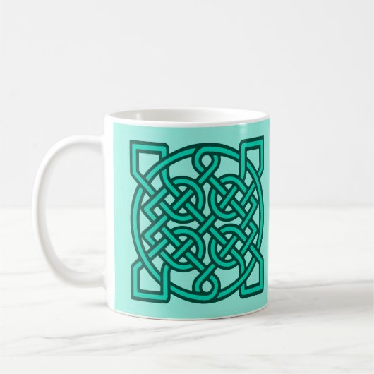 Celtic Sailor's Knot, Turquoise, Aqua en Blauwgroe Koffiemok (Links)