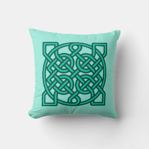 Celtic Sailor's Knot, Turquoise, Aqua en Blauwgroe Kussen