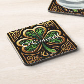Celtic Shamrock Coaster Bier Onderzetter (Linkerzijde)