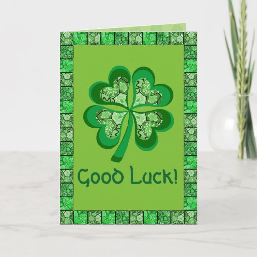 Celtic Shamrock Folk Art Good Luck Kaart (Voorkant)