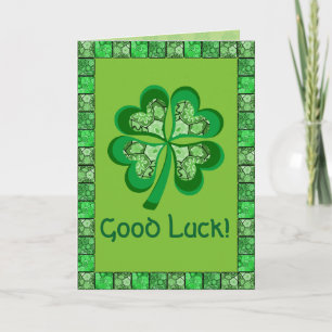 Celtic Shamrock Folk Art Good Luck Kaart