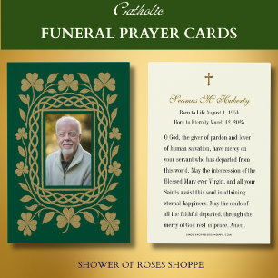 Celtic Shamrock Gold Funeral Memorial Prayer Kaart