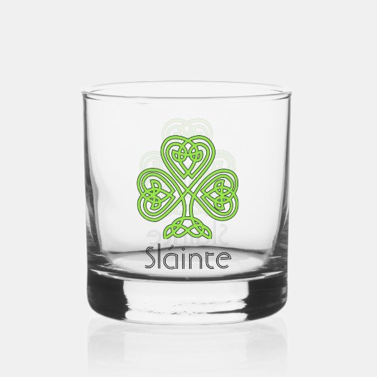 Celtic Shamrock Green Irish Clover Drinkware Set Whisky Glas (Achterkant)