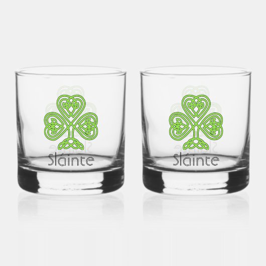 Celtic Shamrock Green Irish Clover Drinkware Set Whisky Glas (Voorkant)