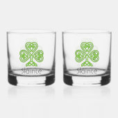 Celtic Shamrock Green Irish Clover Drinkware Set Whisky Glas (Achterkant)