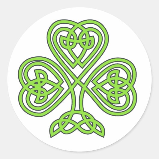 Celtic Shamrock Ronde Sticker (Voorkant)