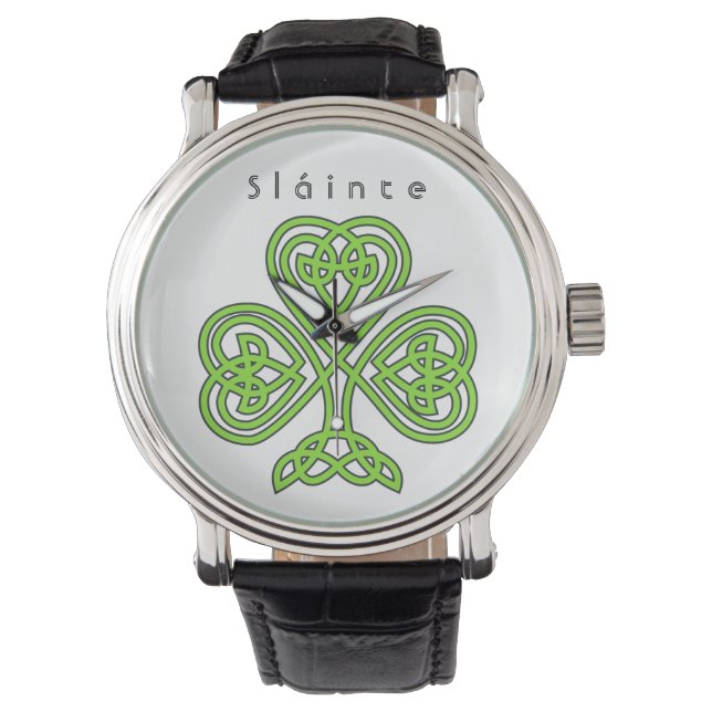Celtic Shamrock St. Patrick's Day Slainte Horloge (Voorkant)