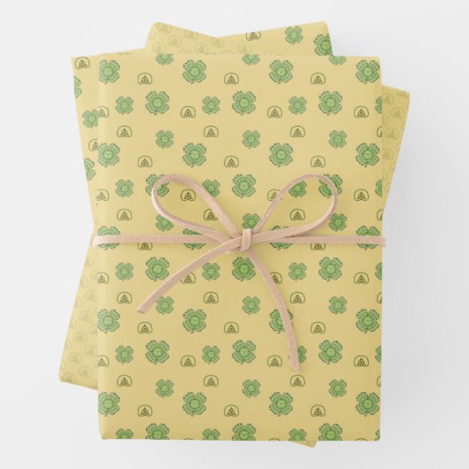 Celtic Shamrock Wrapping Paper Set (In situ)