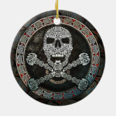 Celtic Skull & Crossbones Pendant/Ornament Keramisch Ornament (Achterkant)