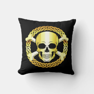 Celtic Skull Crossbones/Viking/Pirate/Gold/zwart Kussen