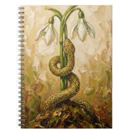 Celtic Snake Snowdrops Imbolc Rebirth Fantasy Art Notitieboek