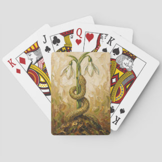 Celtic Snake Snowdrops Imbolc Rebirth Fantasy Art Pokerkaarten