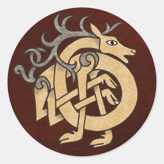 Celtic Stag Ronde Sticker (Voorkant)