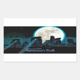 Celtic Stonehenge, Moon & Stars Astronomy Verenigd Rechthoekige Sticker