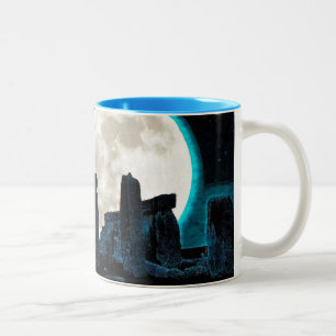 Celtic Stonehenge, Moon & Stars Astronomy Verenigd Tweekleurige Koffiemok