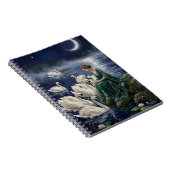 Celtic Swans Moonlit Lake Night Fantasy Art Notitieboek (Rechterzijde)