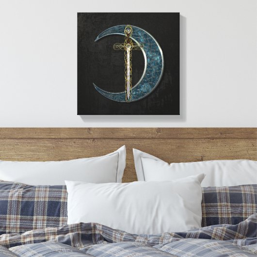 Celtic Sword and Moon Canvas Afdruk (Insitu (Slaapkamer))