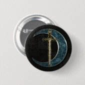 Celtic Sword and Moon met Grunge Wall Ronde Button 5,7 Cm (Voorkant /achterkant)