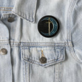 Celtic Sword and Moon met Grunge Wall Ronde Button 5,7 Cm (In situ)