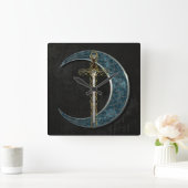 Celtic Sword and Moon Vierkante Klok (Huis)