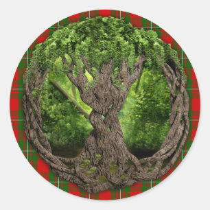 Celtic Tree of Life en Clan MacGregor Tartan Ronde Sticker