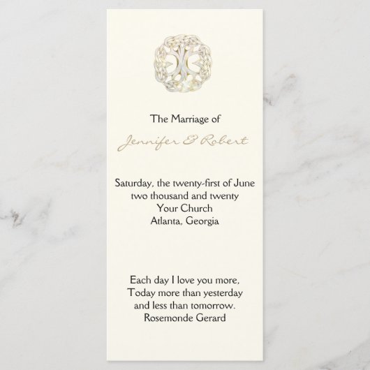 Celtic Tree of Life Gold Wedding Programma (Voorkant)