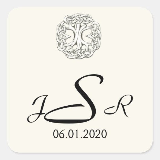 Celtic Tree of Life Monogram Sticker (Voorkant)