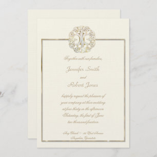 Celtic Tree of Life Thistle Wedding Invitation Kaart