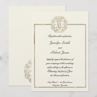 Celtic Tree of Life Thistle Wedding Invitation Kaart