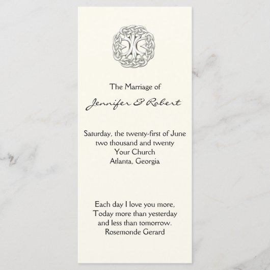 Celtic Tree of Life Trouwprogramma Programma (Voorkant)