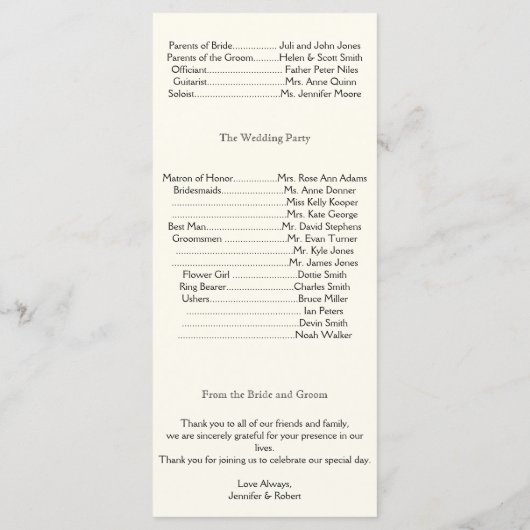 Celtic Tree of Life Wedding Programme (Dos)