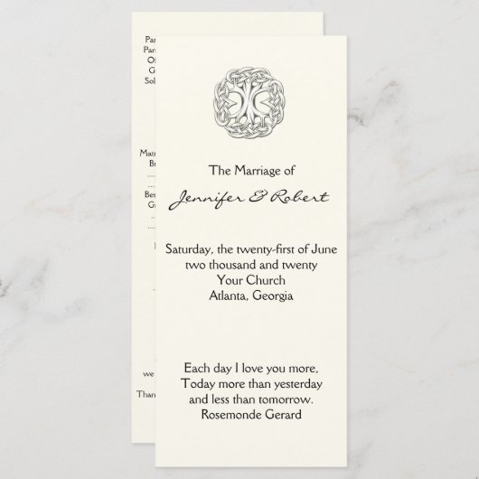 Celtic Tree of Life Wedding Programme (Devant / Derrière)