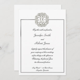 Celtic Tree of Life White Wedding Invitation Kaart