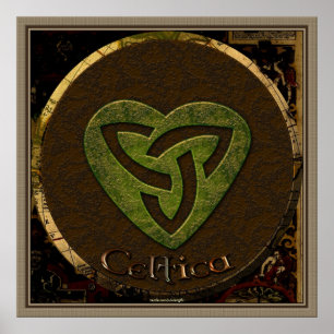 Celtic Tri-skellion & Antiek Map Irish Art Poster