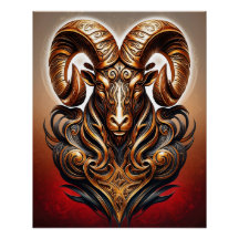 Celtic Tribal Aries Zodiac Art Poster