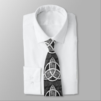 .Celtic Trinity Knot Black, Grey, White Stropdas
