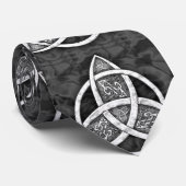 .Celtic Trinity Knot Black, Grey, White Stropdas (Opgerold)