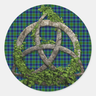 Celtic Trinity Knot en Clan Miller Tartan Ronde Sticker