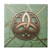 Celtic Trinity Knot on Sage Marble Gold Veins Tegeltje (Voorkant)