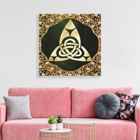 Celtic Trinity Knot op Forest Shadows Canvas Afdruk (Insitu (Woonkamer))