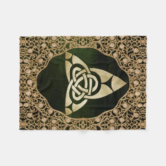 Celtic Trinity Knot op Forest Shadows   Fleece Deken (Voorkant (Horizontaal))