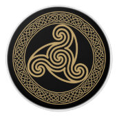 Celtic Triple Spiral Keramische Knop (Voorkant)