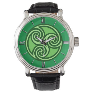 Celtic Tris Ornament, Limoen & Emerald Green  Horloge