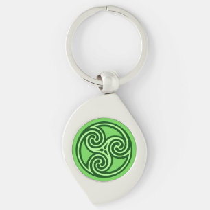 Celtic Tris Ornament, Limoen en Donkergroen Sleutelhanger