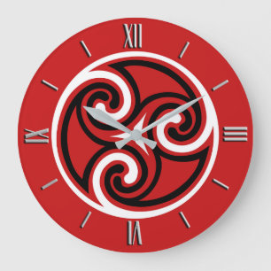 Celtic Tris Ornament, Red, Black en White Grote Klok