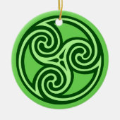 Celtic Tris Pattern, Limoen and Dark Green Keramisch Ornament (Voorkant)