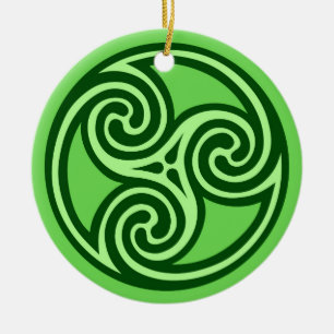 Celtic Tris Pattern, Limoen and Dark Green Keramisch Ornament
