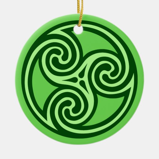 Celtic Tris Pattern, Limoen and Dark Green Keramisch Ornament (Voorkant)